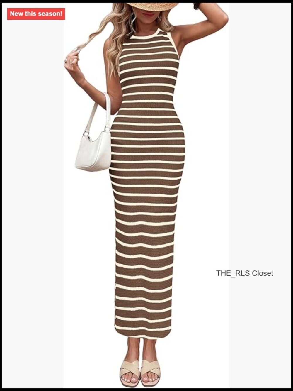 Striped Knit Maxi Dress with Side Slit for Summer Casual Wear